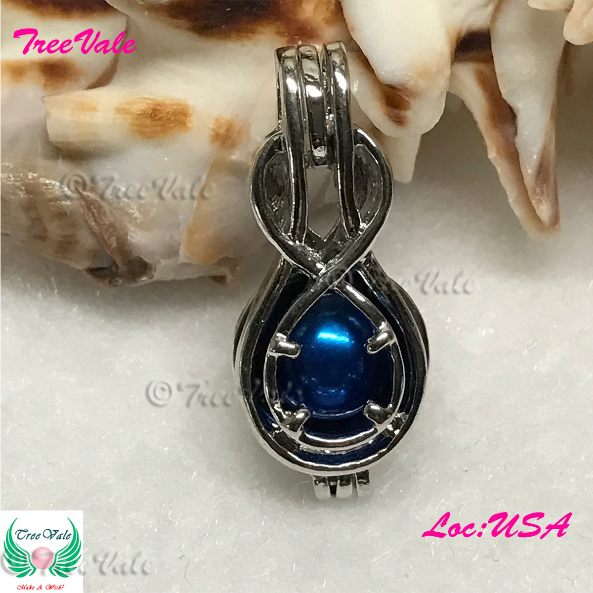 Infinite Violin Guitar – Silver Plated – Locket Pearl Cage Pendant – Hold 6-8mm
