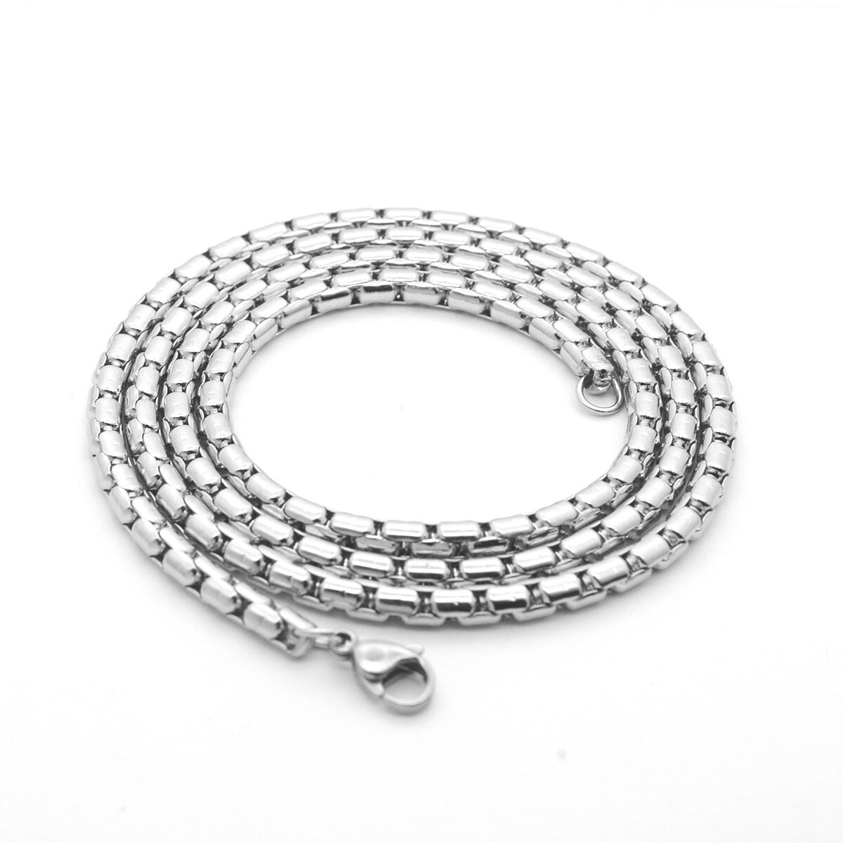 Wholesale New Stainless Steel Square Rolo Box Cylinder Chain Necklace Men Women