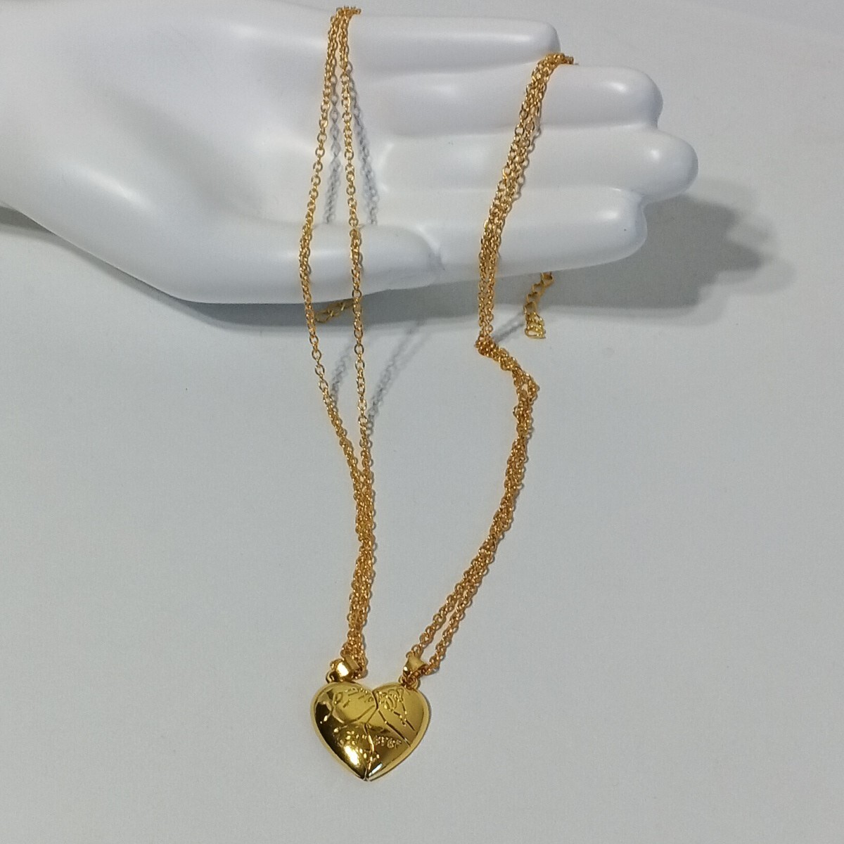 Couples Forever Heart Pendant Necklace Brass Plated Gold One Size