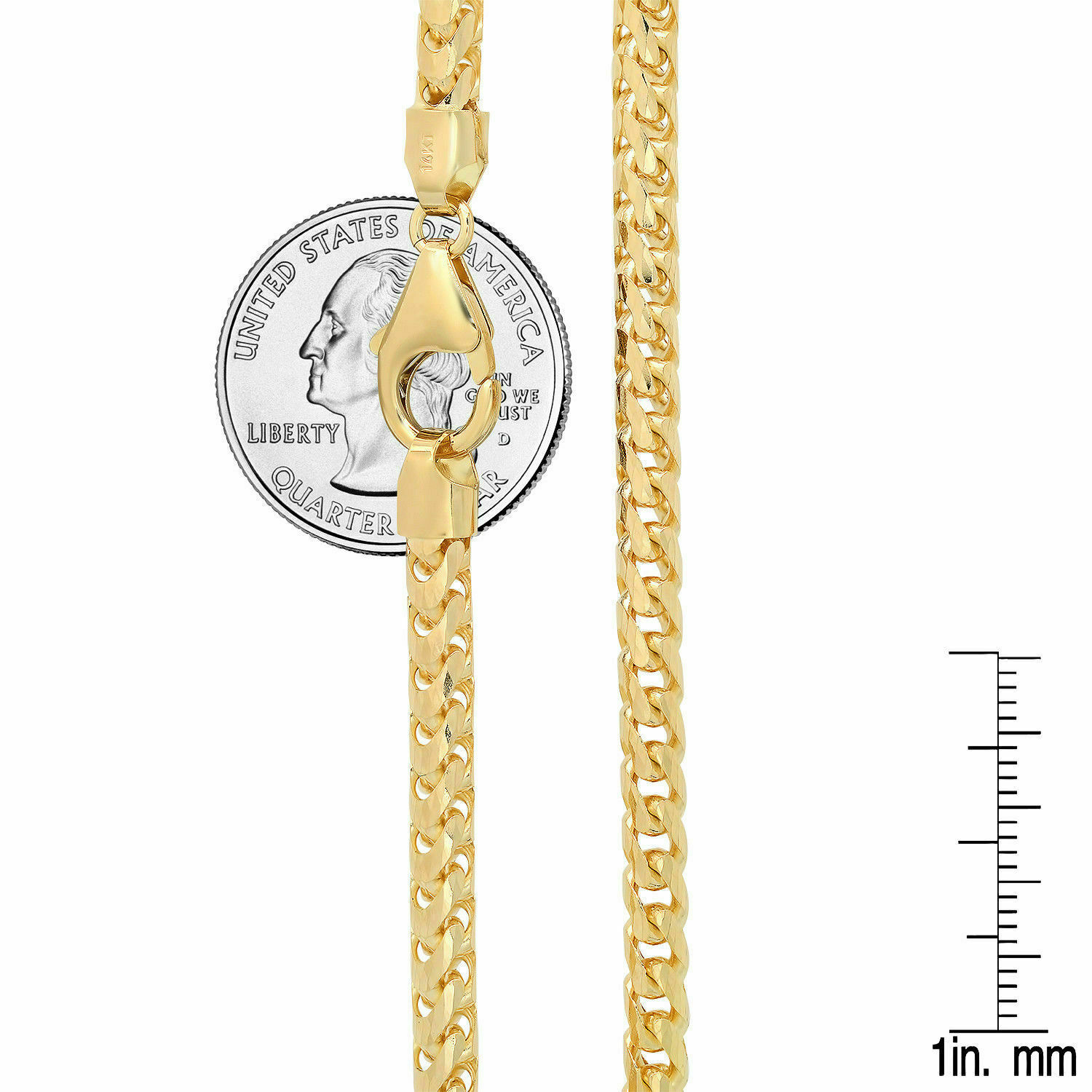 Solid 14k Yellow Gold 1.2mm-3.25mm Franco Chain Necklace Pendant Sz 16″-30″