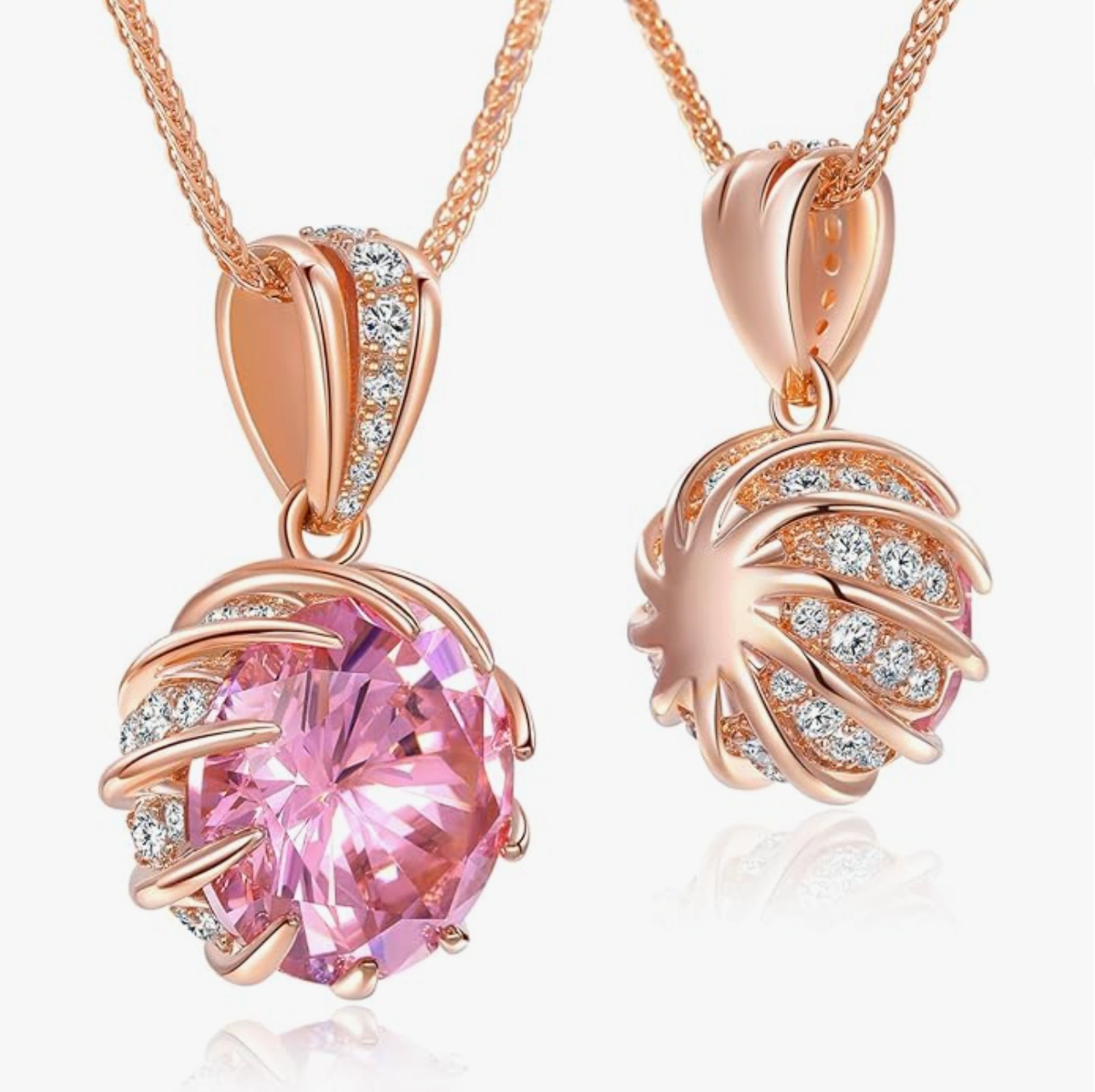 CeaKIev 6.0Carat (12.0mm) Round Cubic Zirconia Pendant Necklace 41 Accent CZs