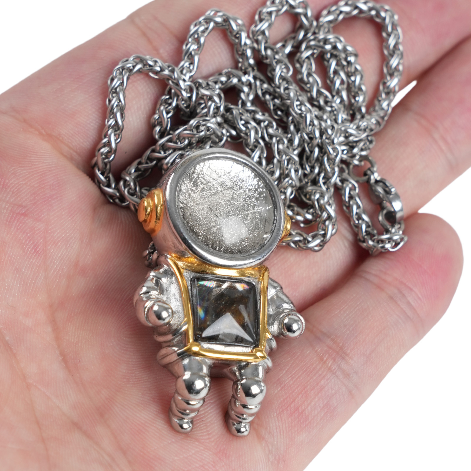 Astronaut Pendant Dual Meteorite Iron Pallasite Space Jewelry Gift Men Women
