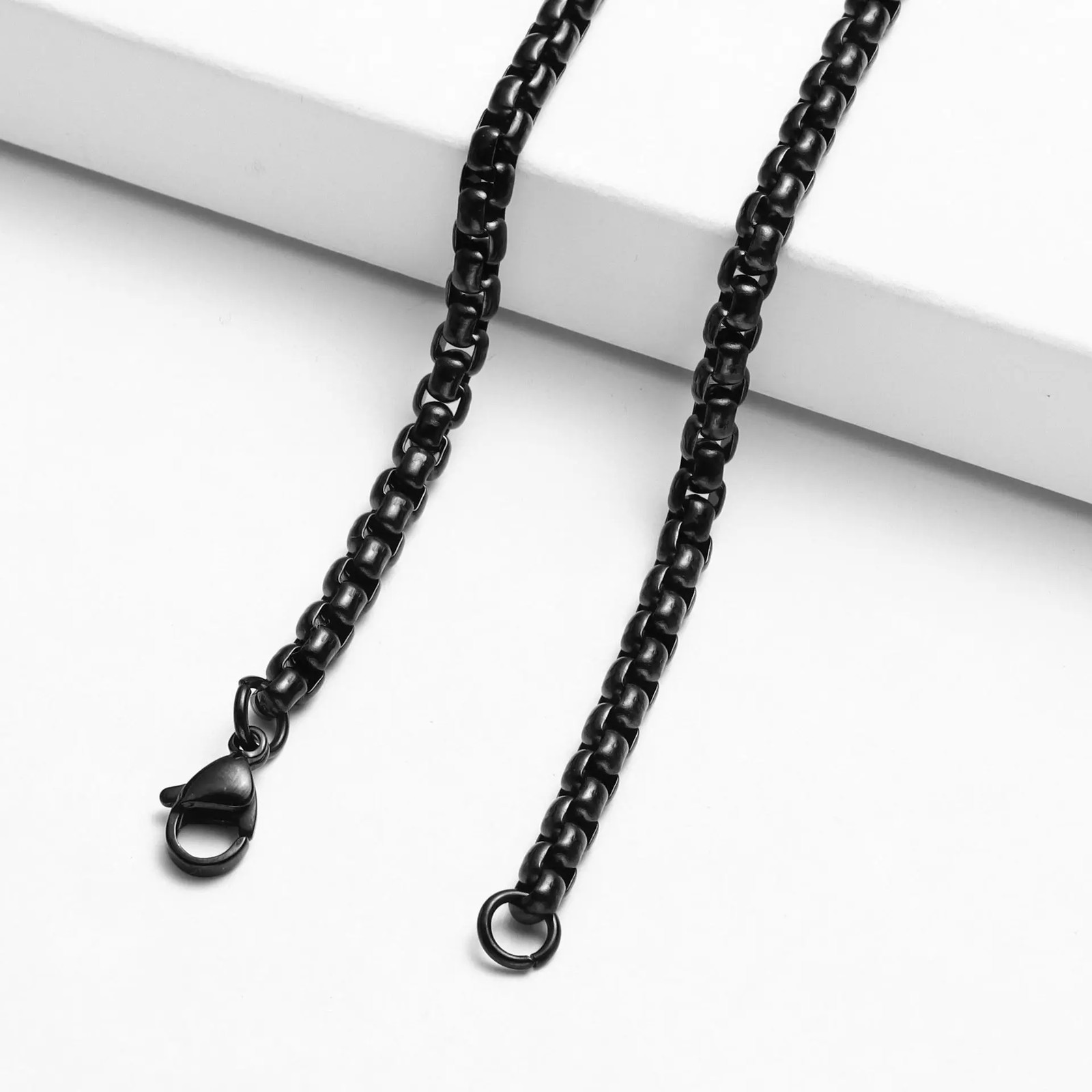 Venetian Box Chain Necklace Stainless Steel Silver Gold Black Width 2mm 6mm