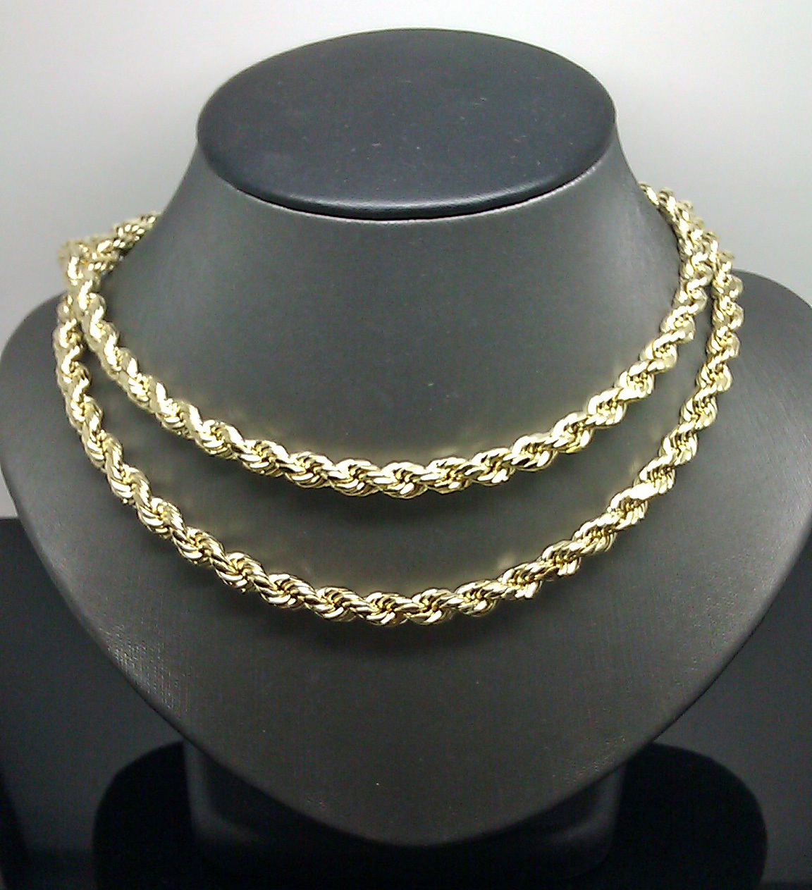 10k Gold Rope Chain 2mm-8mm Necklace 16-30 Inch men women Diamond cut end Sale
