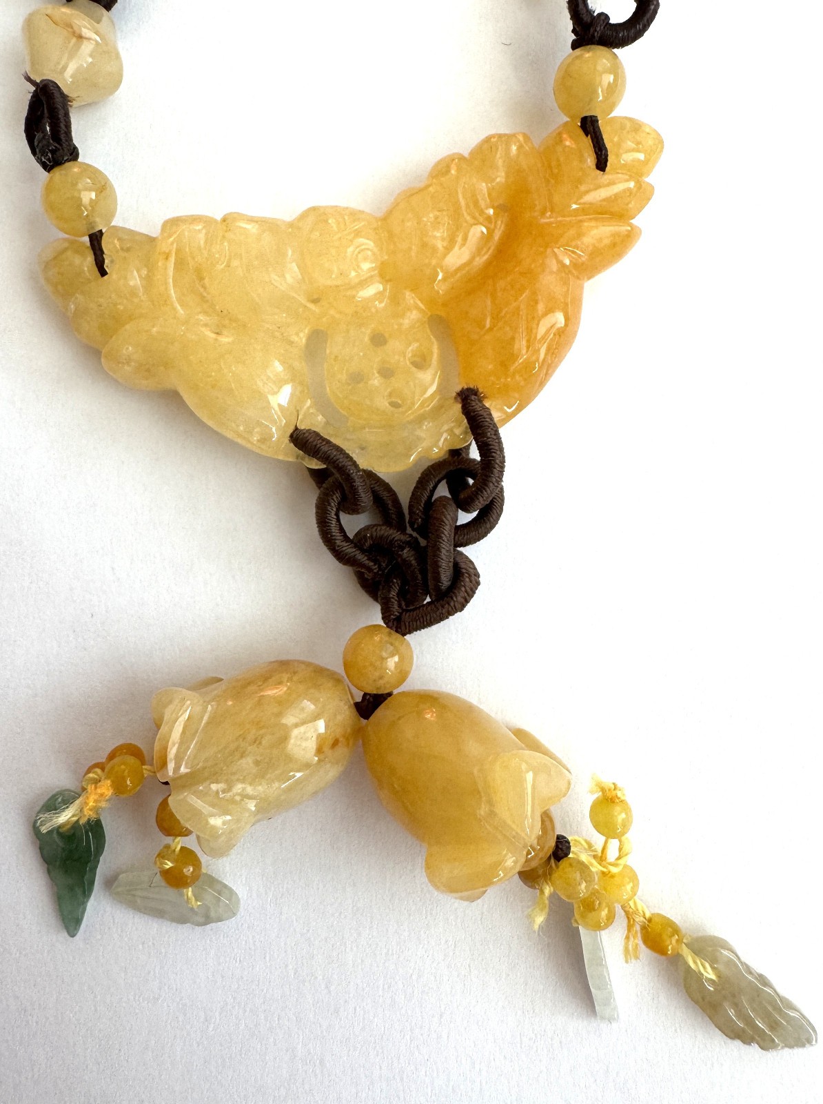 Yellow Jade Pendant Necklace