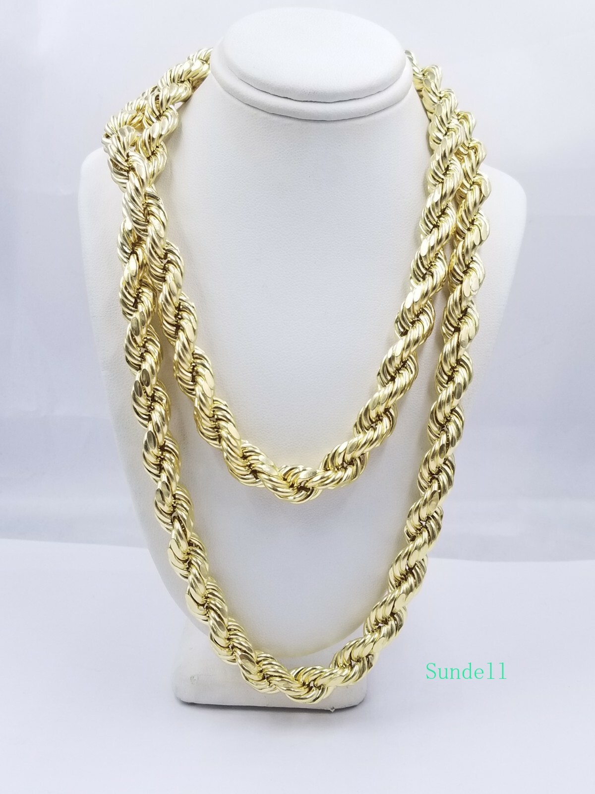 10k Yellow Gold Rope Chain Necklace 18″-30″ Men Women 4mm-10mm Real Gold Hollow