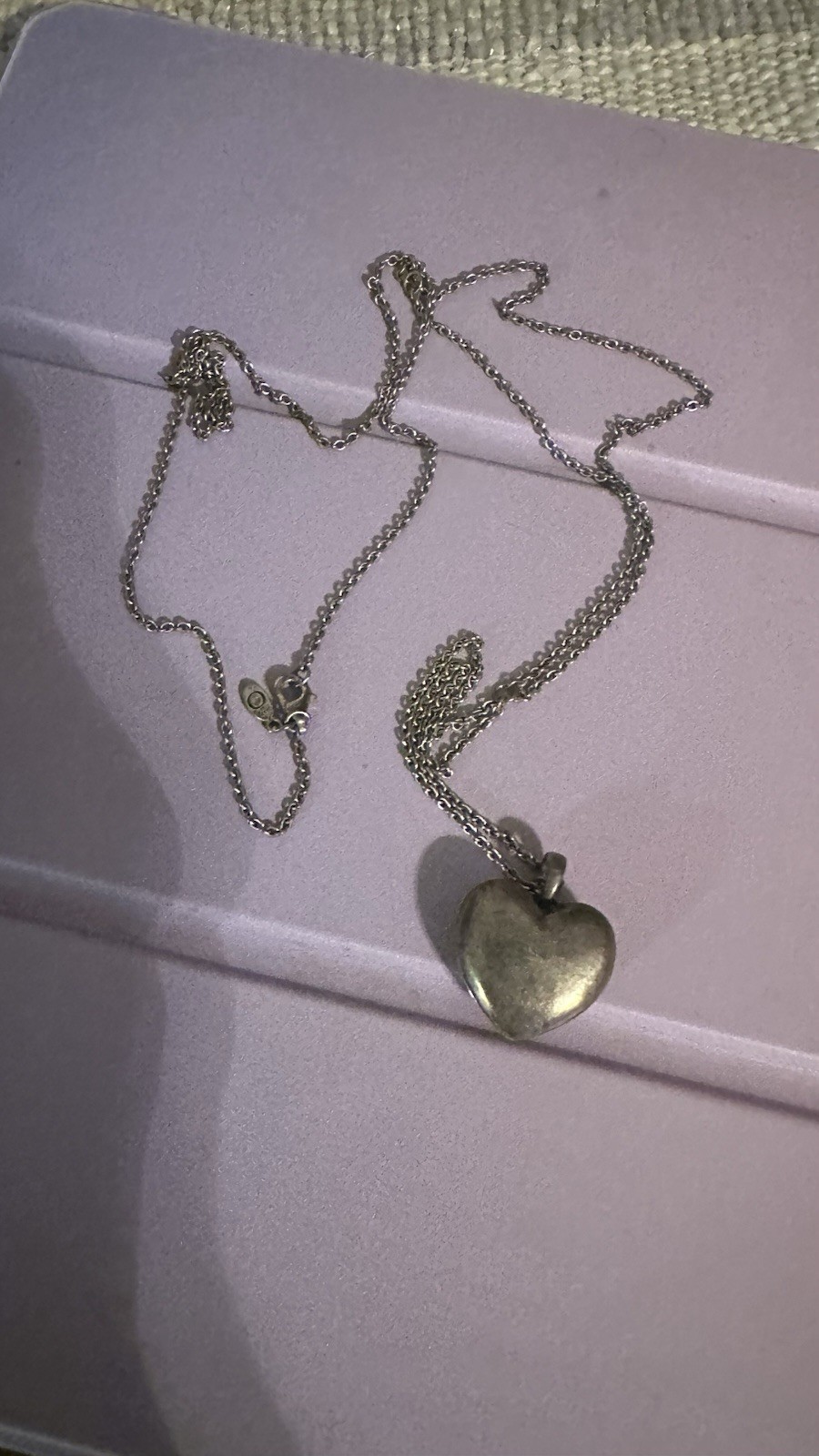 925 Sterling Silver Signed Heart Locket Pendant Necklace Rope Chain