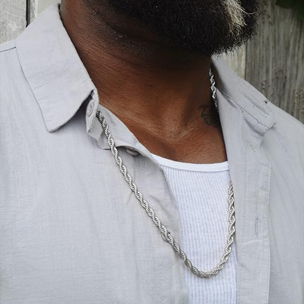 Men Women Stainless Steel Silver 2mm/3mm/4mm/5mm Rope Necklace Chain Link C11