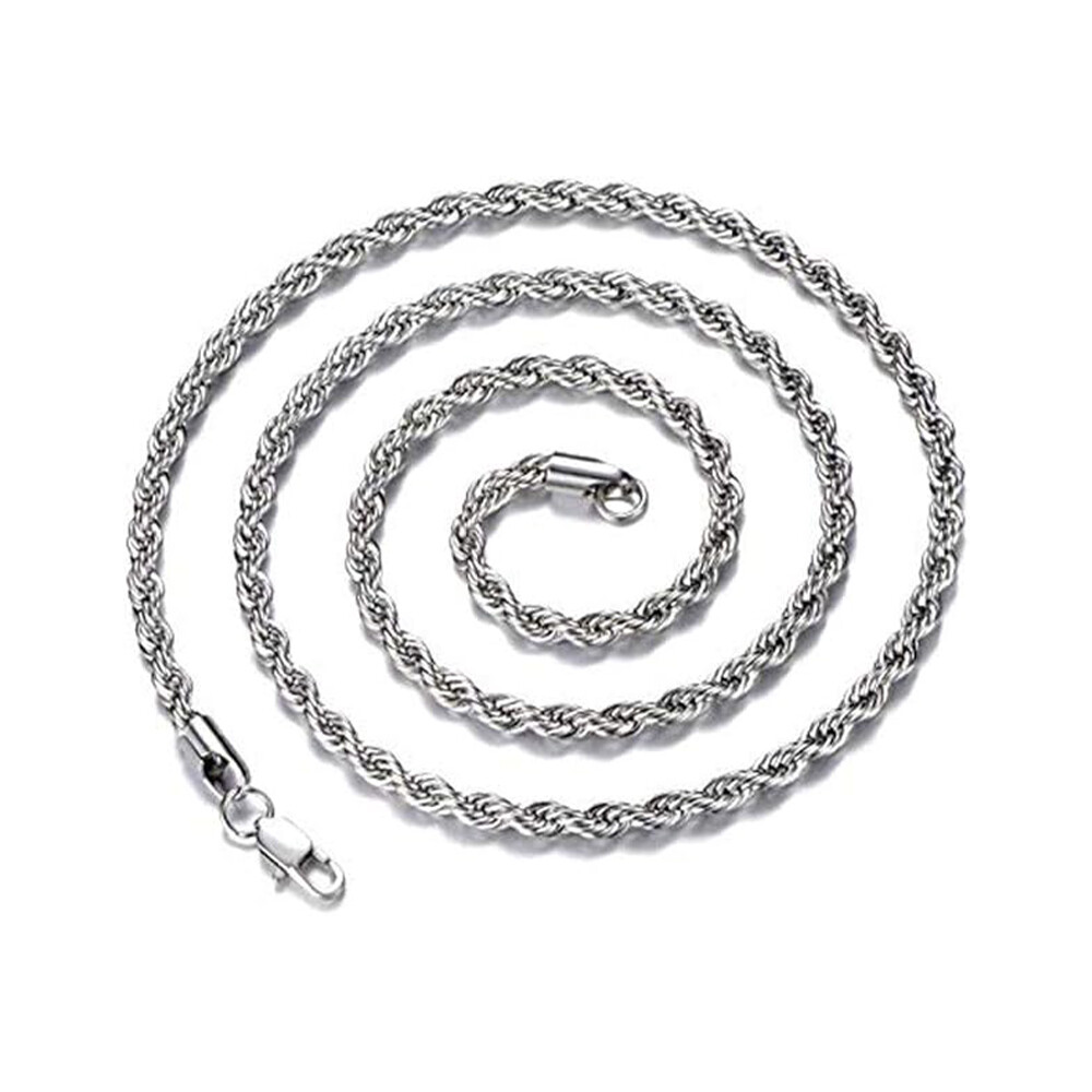 Men Women Stainless Steel Silver 2mm/3mm/4mm/5mm Rope Necklace Chain Link C11