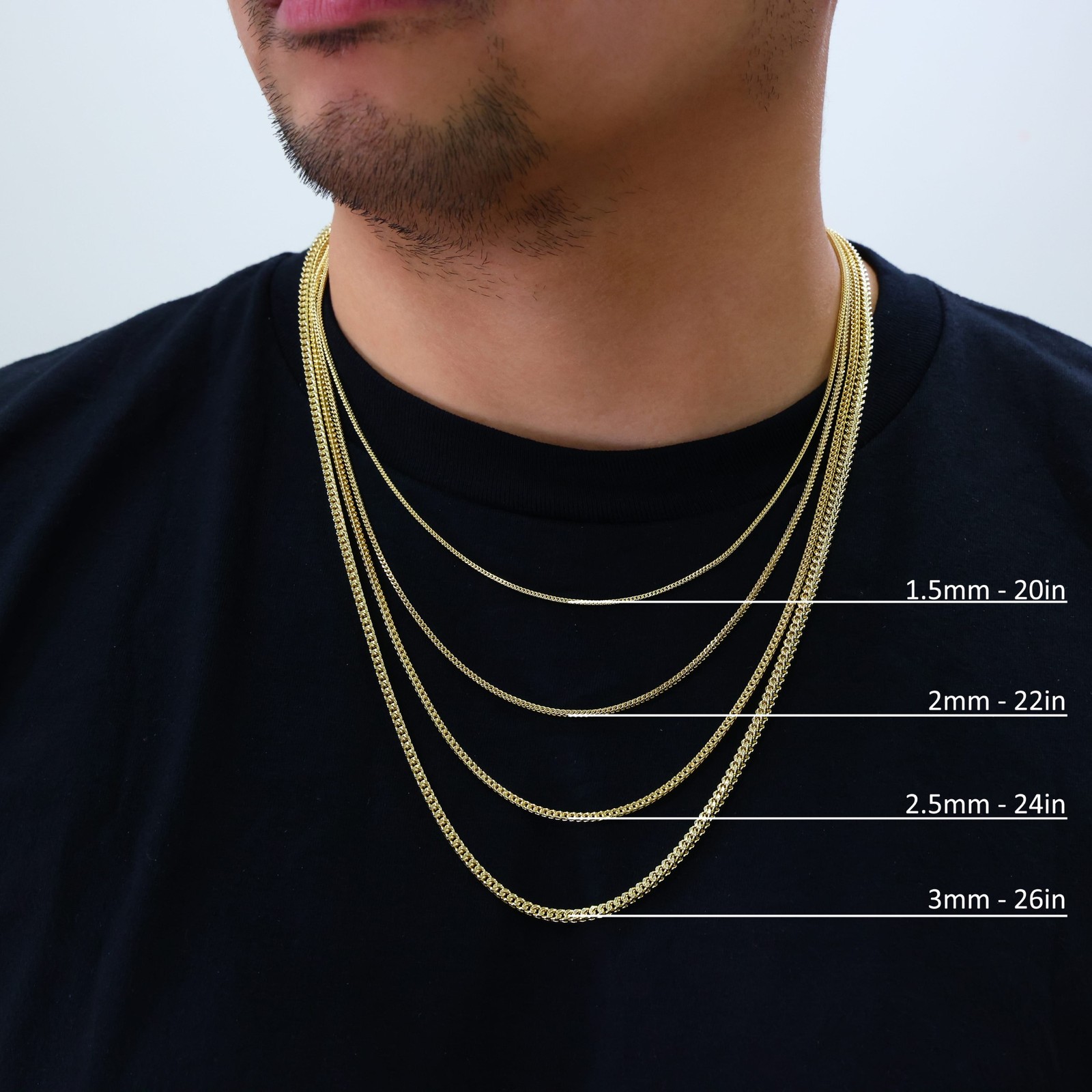 10k Yellow Gold 1.5mm-6mm Franco Box Necklace Bracelet Chain Mens Womens 7″- 30″