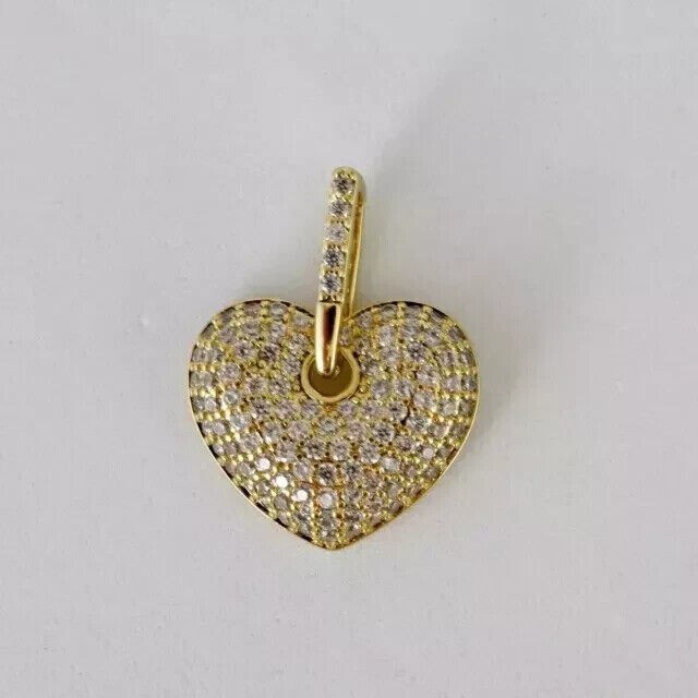 Round Cut Simulated Diamond Stunning Heart Fancy Pendant 14K Yellow Gold Plated