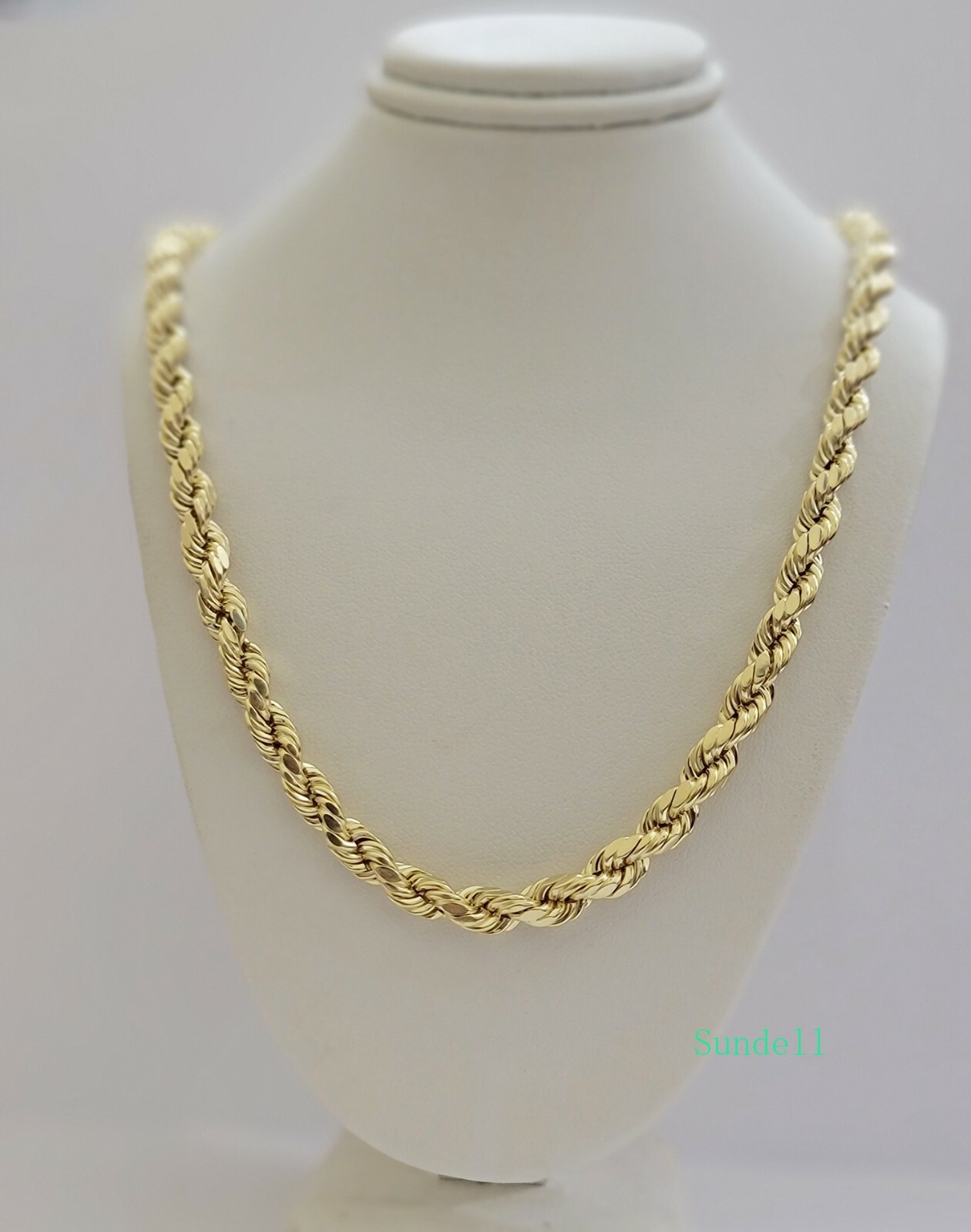 10k Yellow Gold Rope Chain Necklace 18″-30″ Men Women 4mm-10mm Real Gold Hollow
