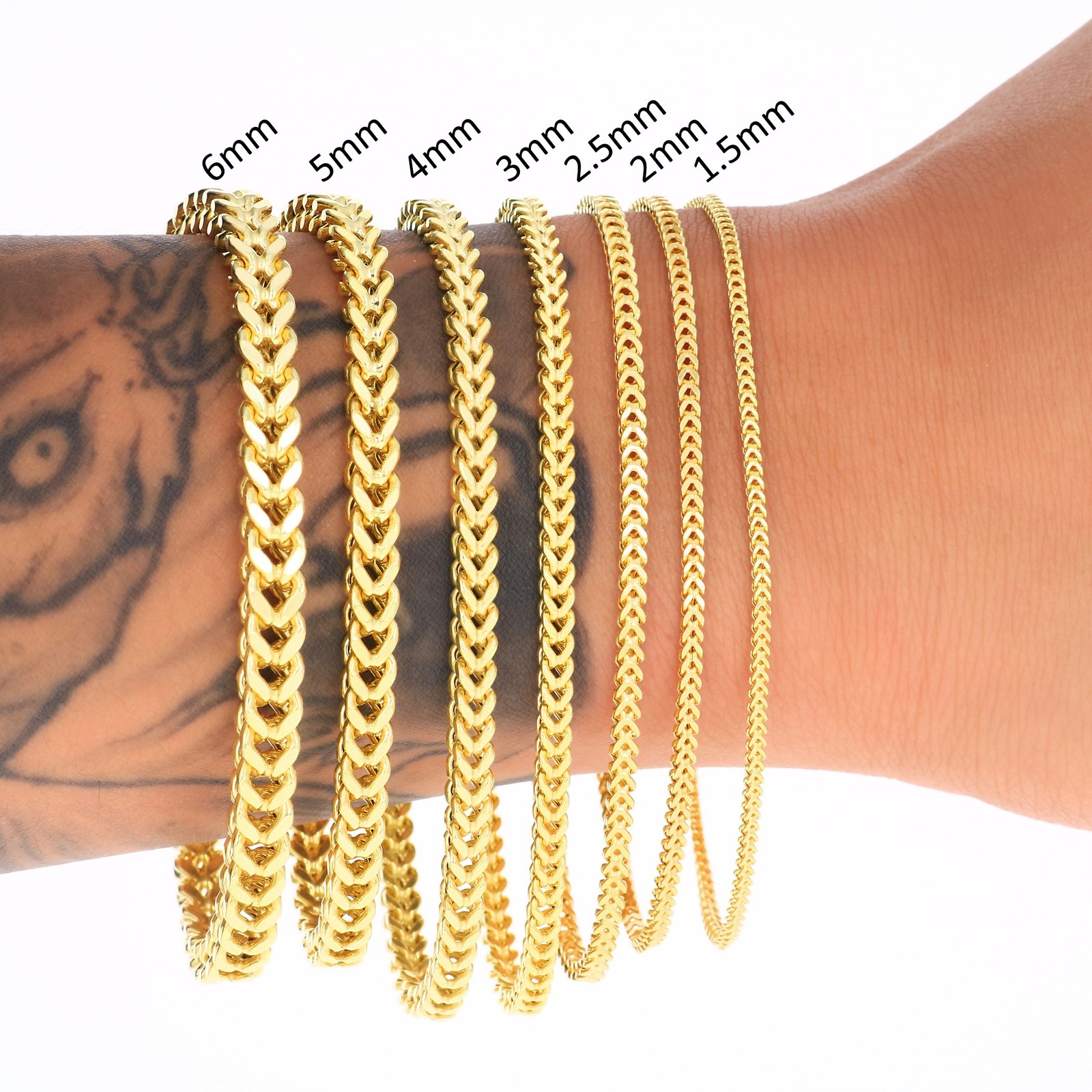 10k Yellow Gold 1.5mm-6mm Franco Box Necklace Bracelet Chain Mens Womens 7″- 30″