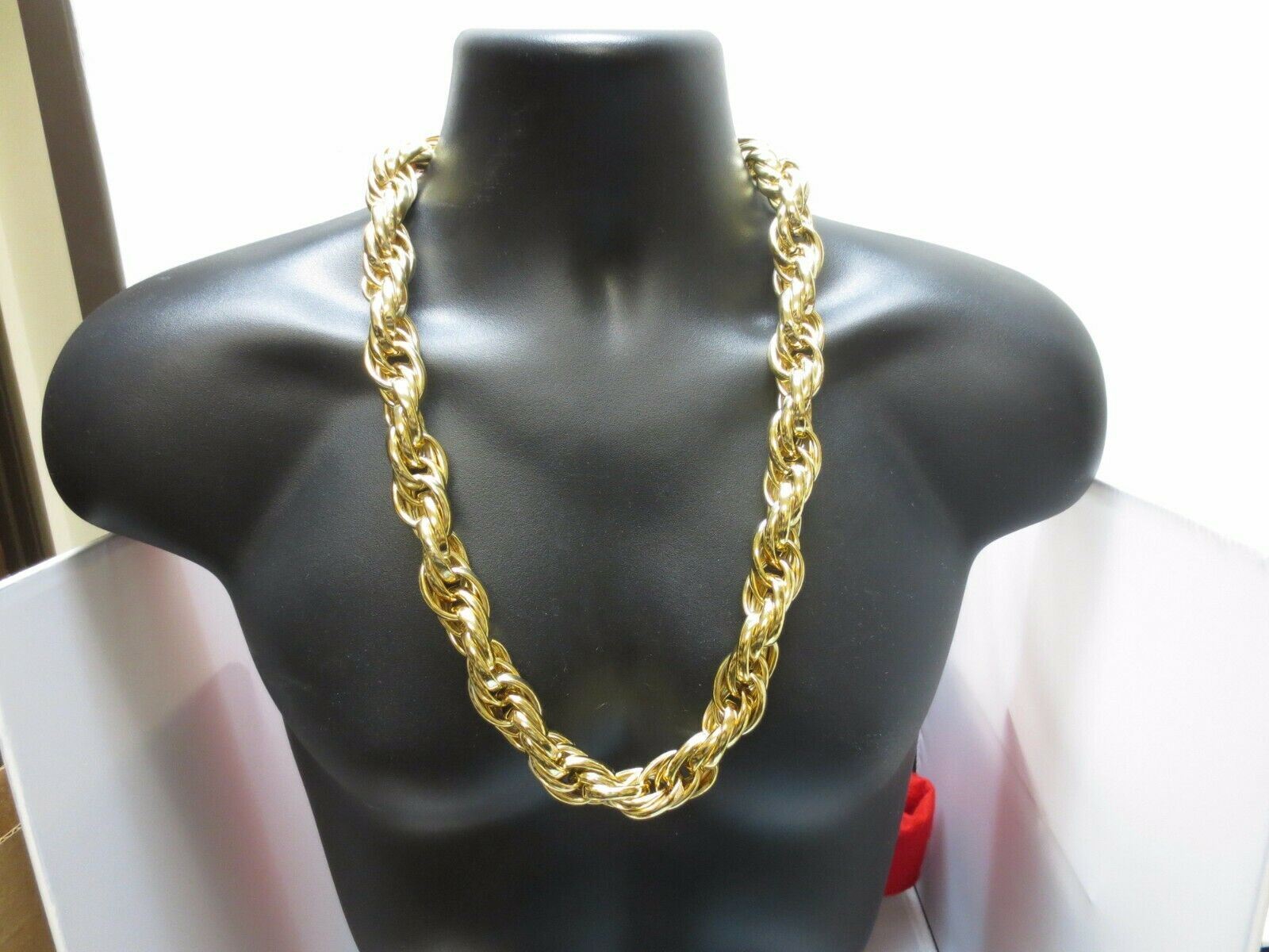 16MM 18KT YELLOW GOLD PLATED 26 INCH RUN DMC BLING ROPE CHAIN