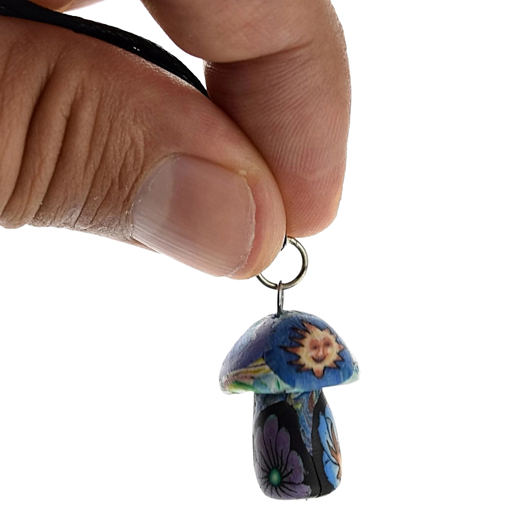 Mushroom Charm Shroom Clay Pendant 18″ Choker Random Color Necklace USA Seller