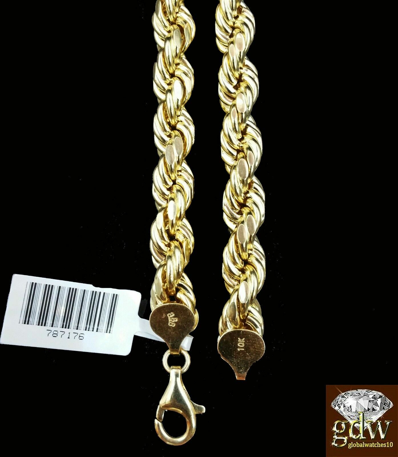 10k Gold Rope Chain 2mm-8mm Necklace 16-30 Inch men women Diamond cut end Sale