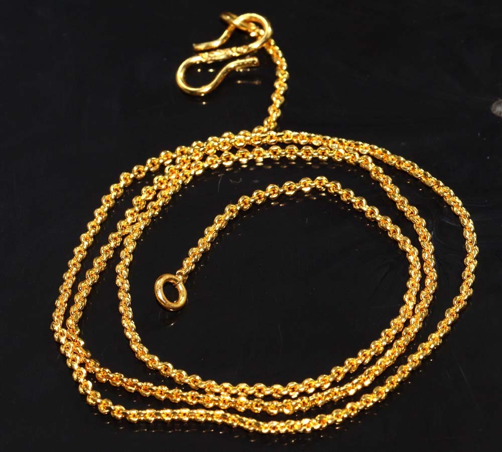 Minimalist Dewdrop Golden Finished Handmade Chain Necklace Size 18″ MJ