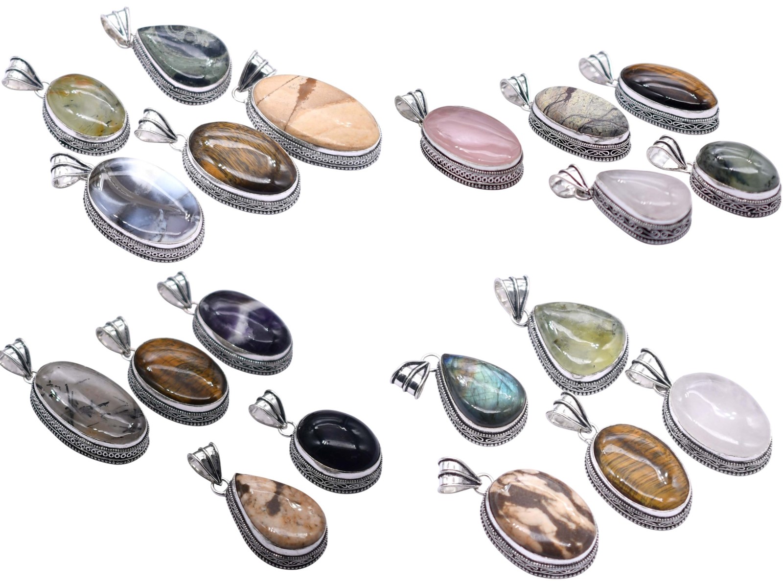 Any 50 PCS Mix Gemstones Handmade Pendant Silver Plated Mix Lot P 9208
