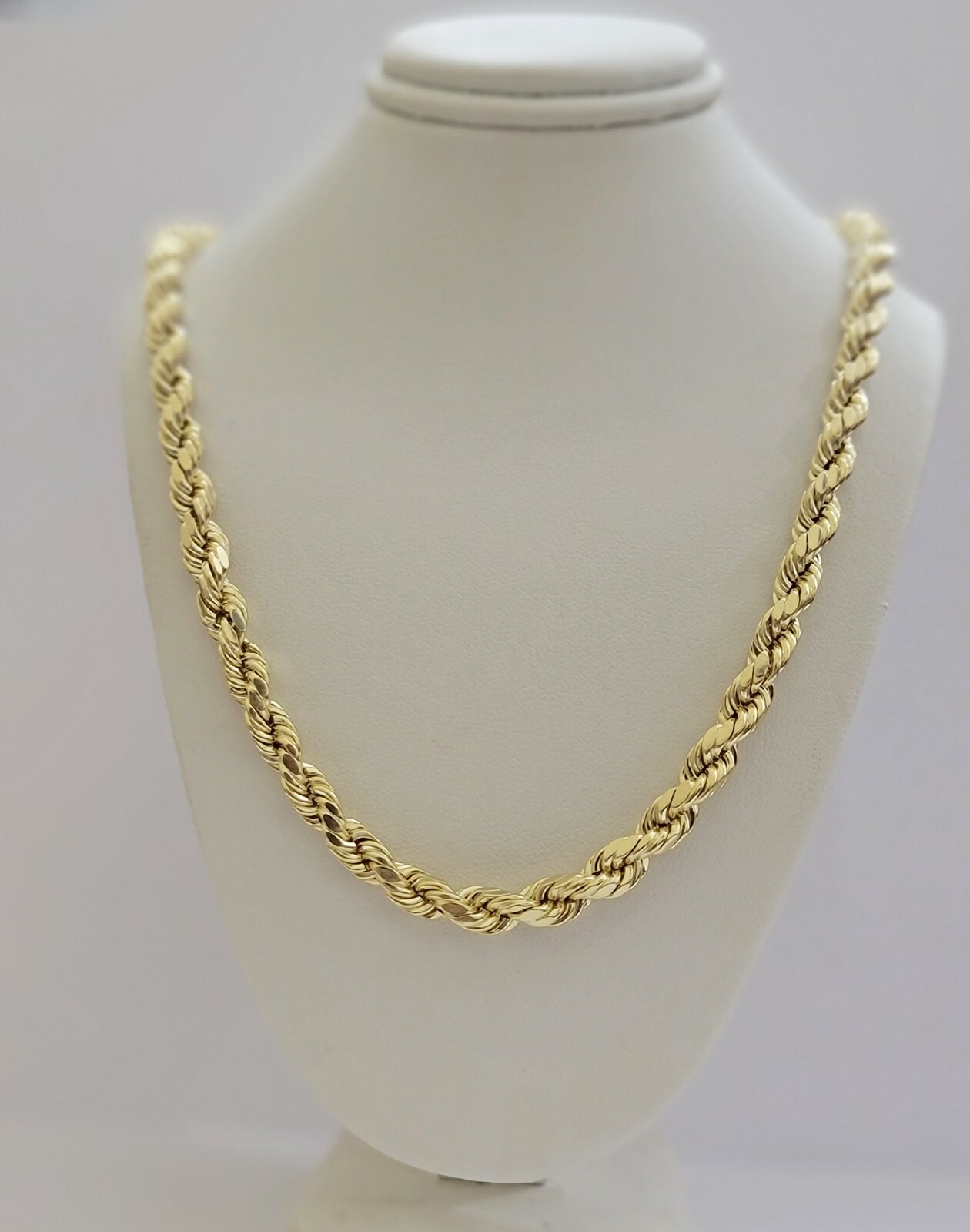 10k Yellow Gold Rope Chain Necklace 18″-30″ Men Women 4mm-10mm Real Gold Hollow