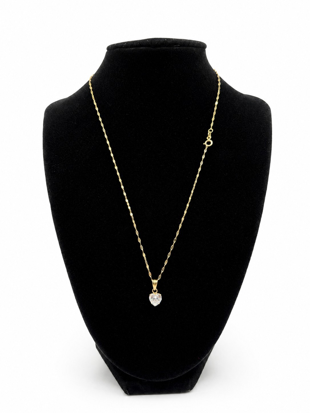 10K Gold Heart Necklace 18″ Pendant / Gargantilla Corazón Oro Solido 10K 45cm