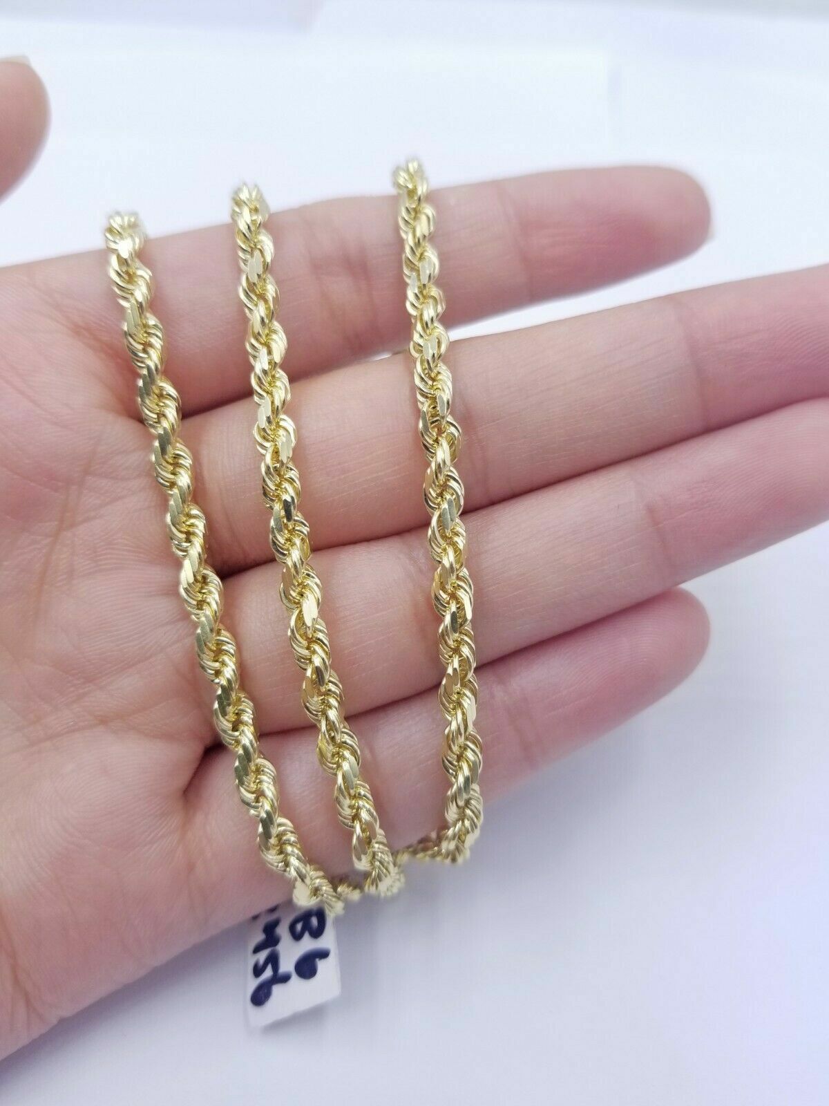 10k Yellow Gold Rope Chain Necklace 18″-30″ Men Women 4mm-10mm Real Gold Hollow
