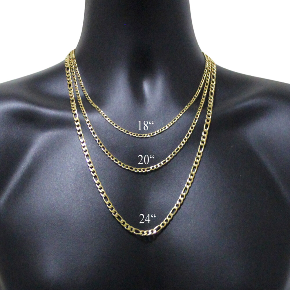 2-5mm Silver/Black/Gold Plated Curb Figaro Rope Box Wheat Chain Necklace 16-30″