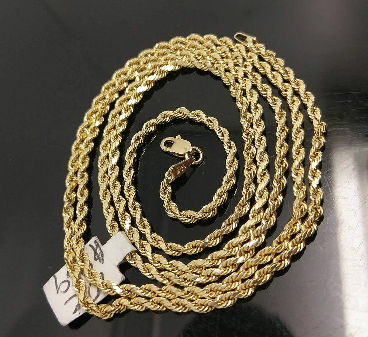 10k Gold Rope Chain 2mm-8mm Necklace 16-30 Inch men women Diamond cut end Sale