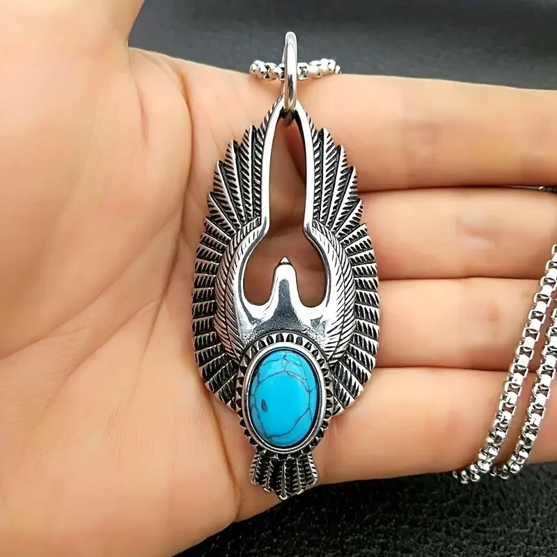 Beautiful Turquoise Eagle Wings Pendant & 18″ Necklace FREE SHIPPING IN THE USA!