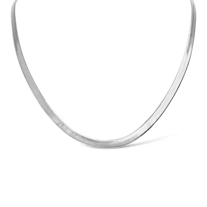 Stainless Steel 3mm Herringbone Chain Necklace 14″