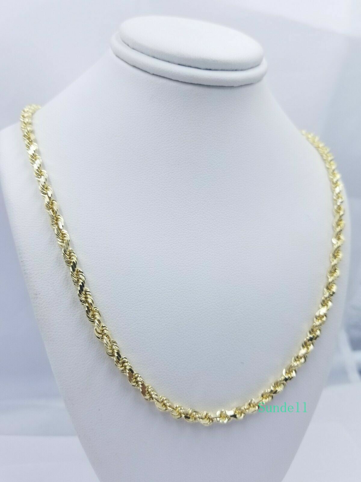 10k Yellow Gold Rope Chain Necklace 18″-30″ Men Women 4mm-10mm Real Gold Hollow