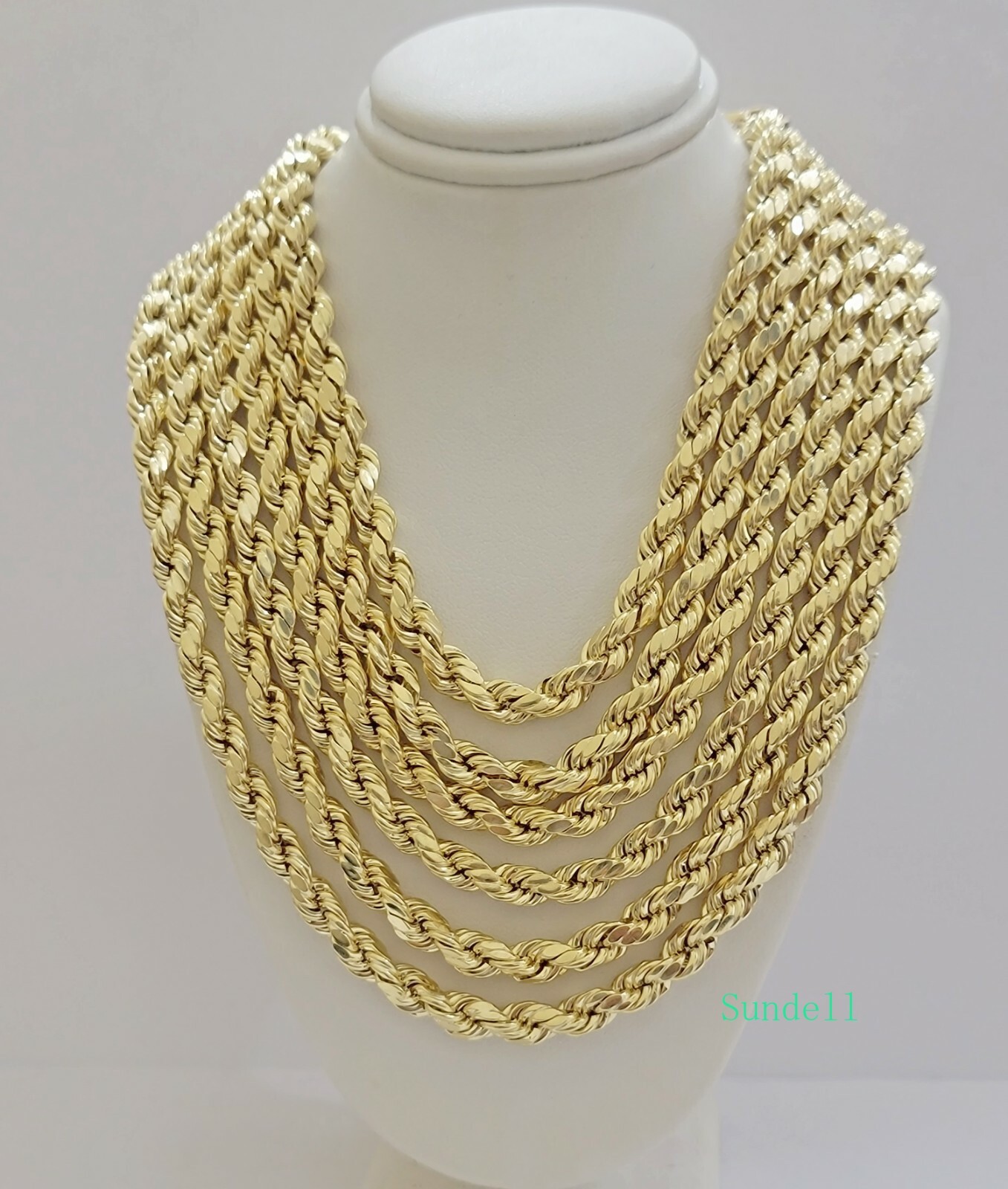 10k Yellow Gold Rope Chain Necklace 18″-30″ Men Women 4mm-10mm Real Gold Hollow