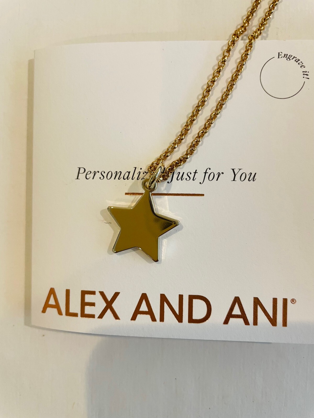 alex and ani gold star charm necklace, gift box,19″chain, nickel free