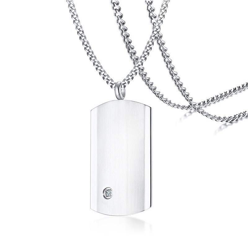 Silver Matte Women Single Cz Pendant Chain for Female Jewelry Gift Necklace 60cm