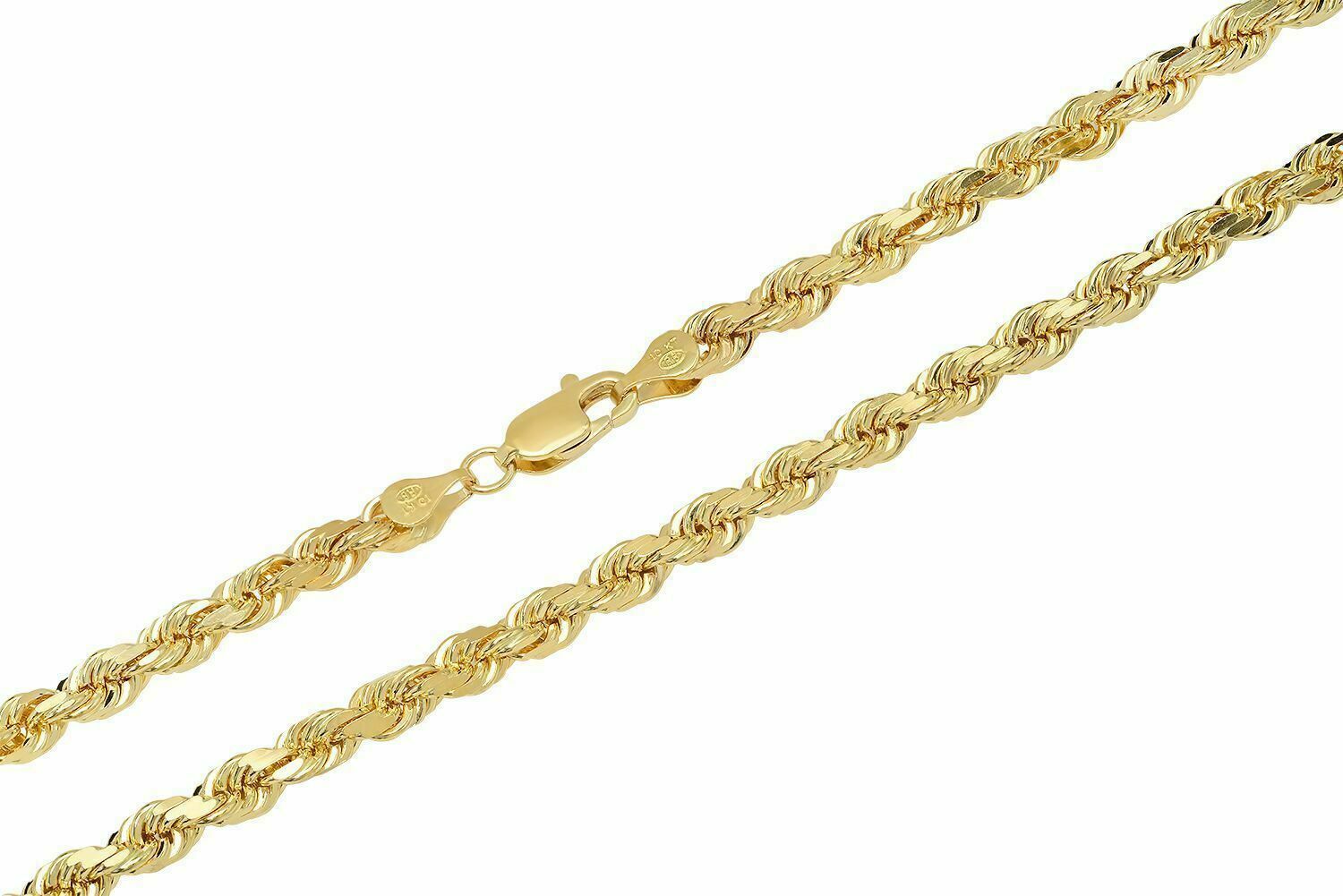 10k Gold Rope Chain 2mm-8mm Necklace 16-30 Inch men women Diamond cut end Sale