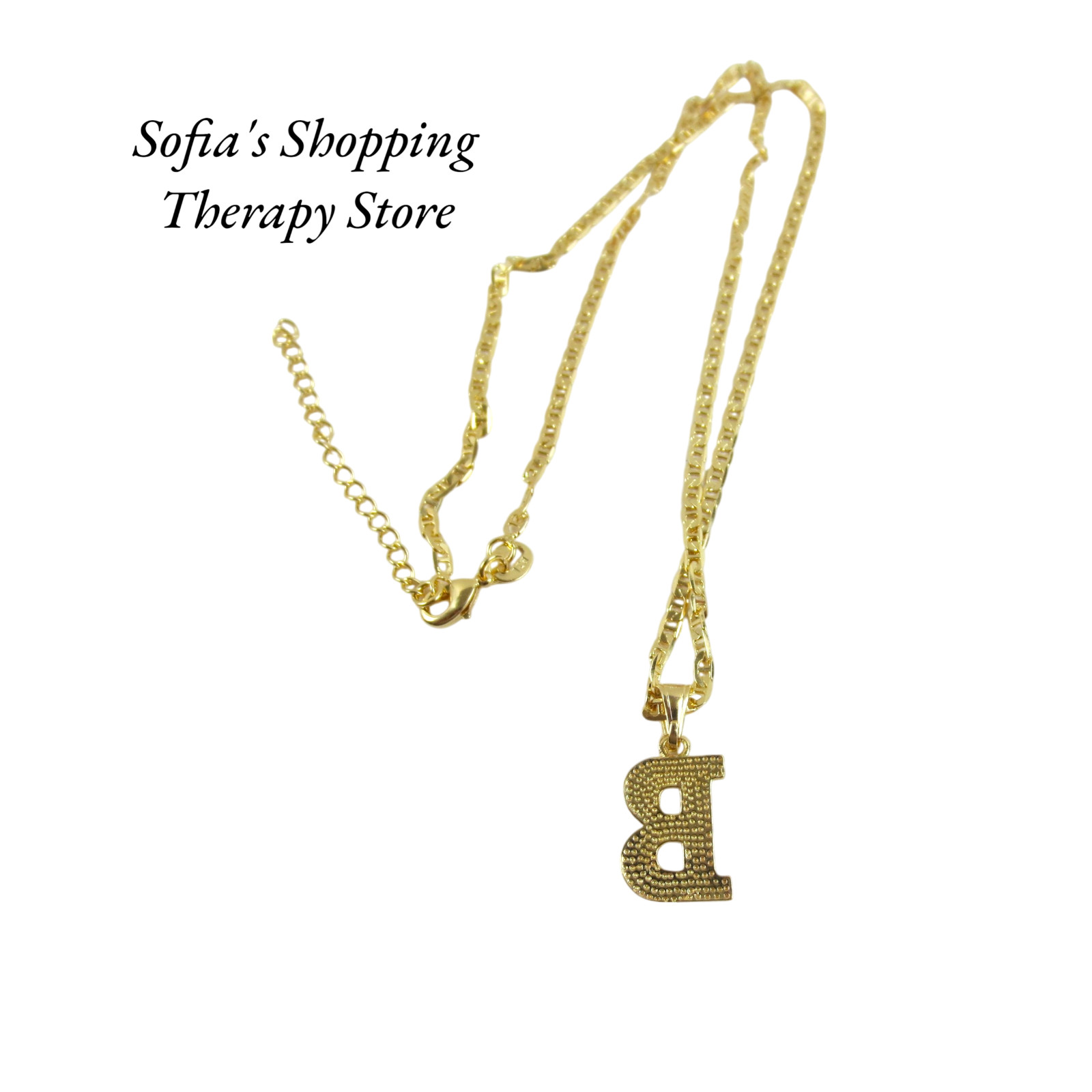 18K Gold Filled Initial Letter “B” Pendant & Necklace 18″ 3mm Width Chain Unisex