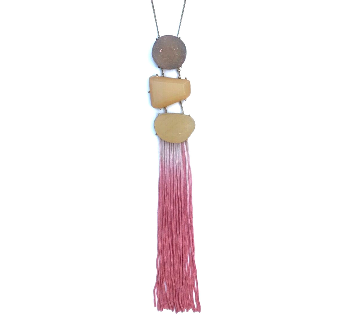John Wind Necklace Tangerine Ombre Ladder Tassel Fringed Fringe