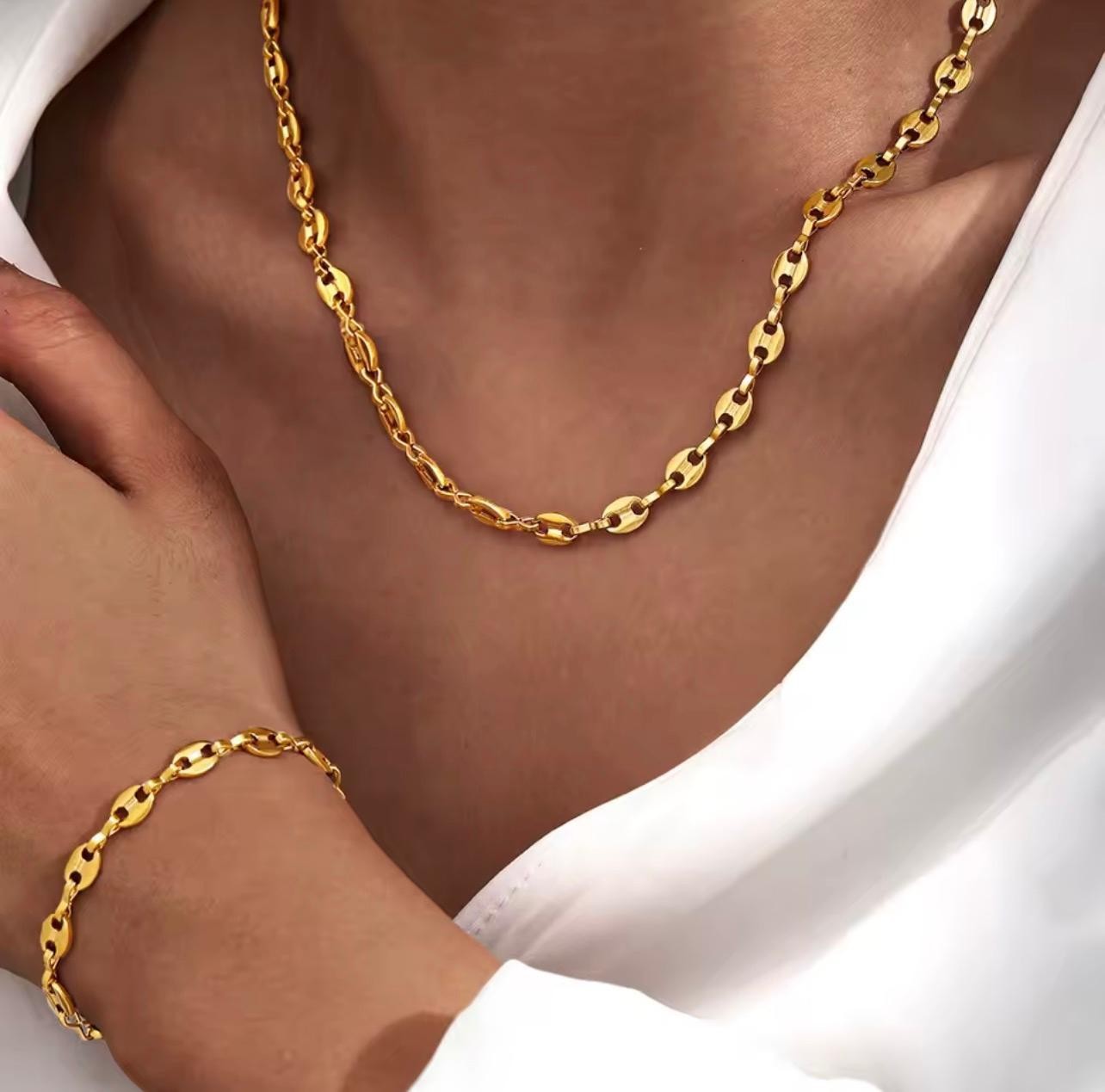 Coffee Bean Chain Womens Necklace Classic Luxury Adjustable